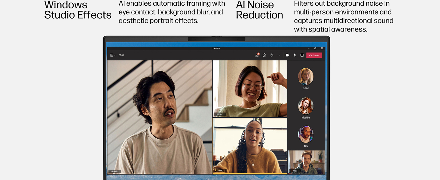 windows studio effects automatic framing eye contact background blue portrait effects visual call