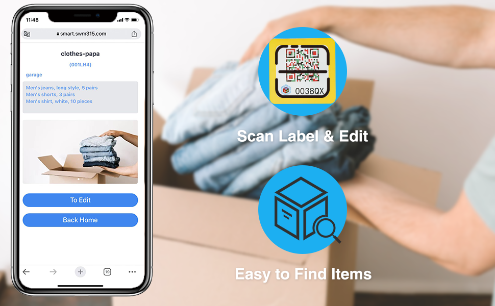 SWMTJTECH Storage & Organization Labels with 48 QR Code