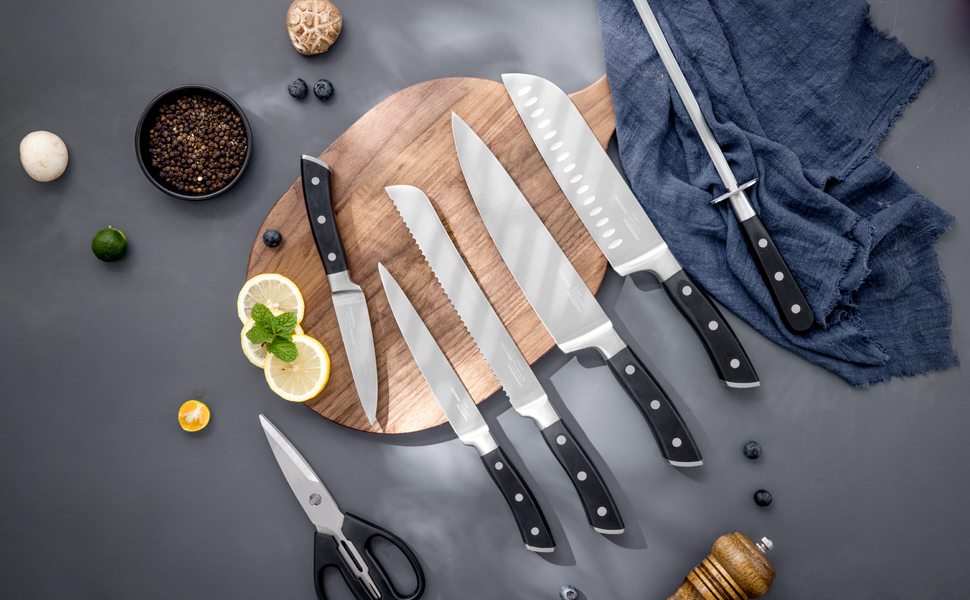 OAKSWARE Knife Sets, 8 Piece Knife Set for Kitchen with