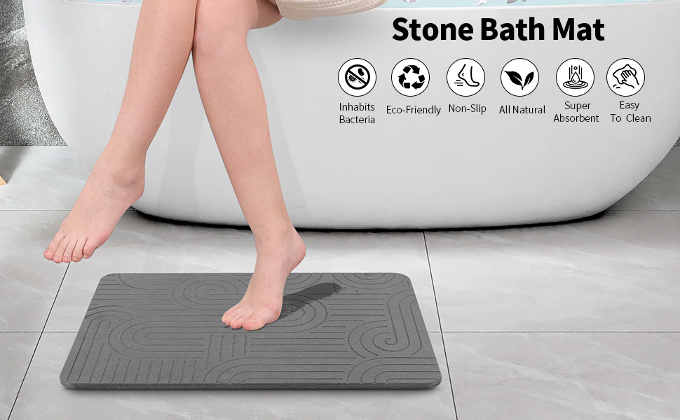 OGFZZJ Stone Bath Mat, Diatomite Stone Bath Mat, NonSlip Stone Bath