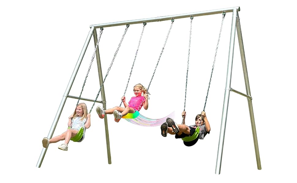 Sportspower Patriot Metal Swing Set with 2 swings 1 LED swing, Made in USA patriot swing set ms-1042