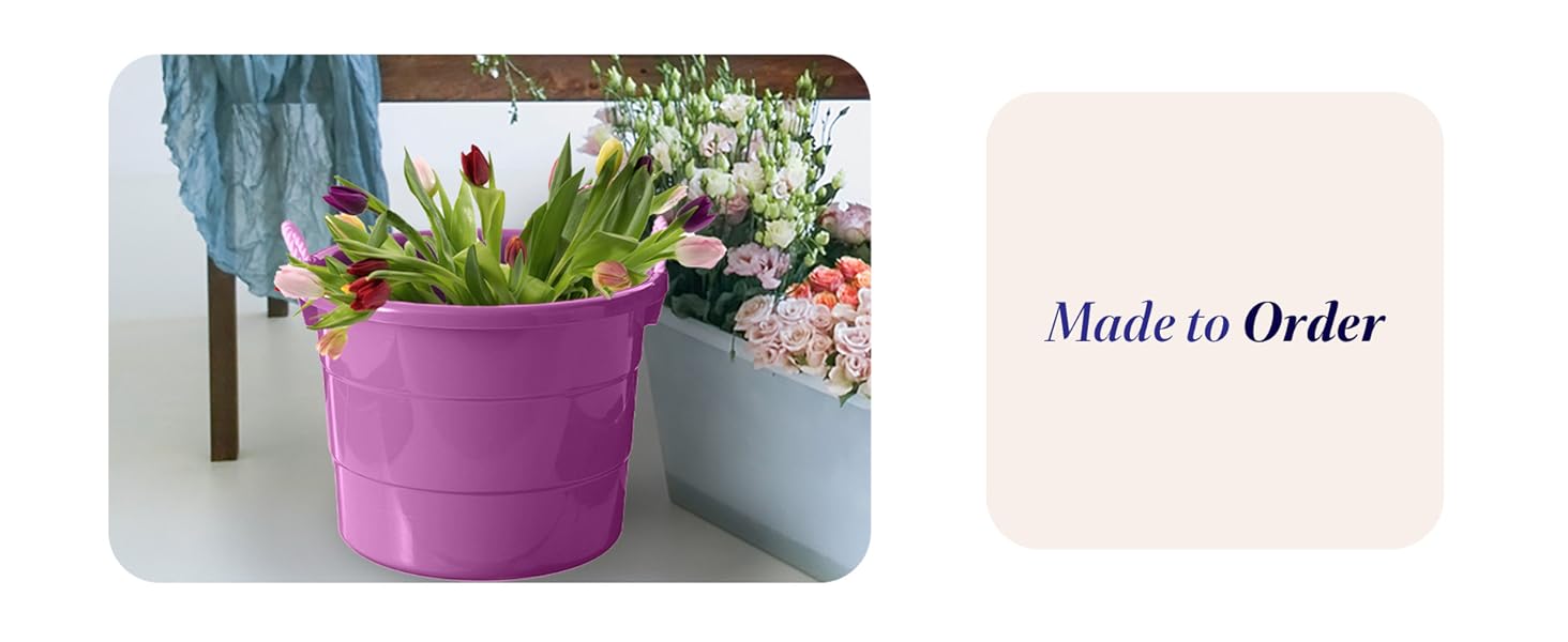 Homz 17 Gallon Indoor Outdoor Storage Bucket w/ Rope Handles, Orchid (2 Pack)