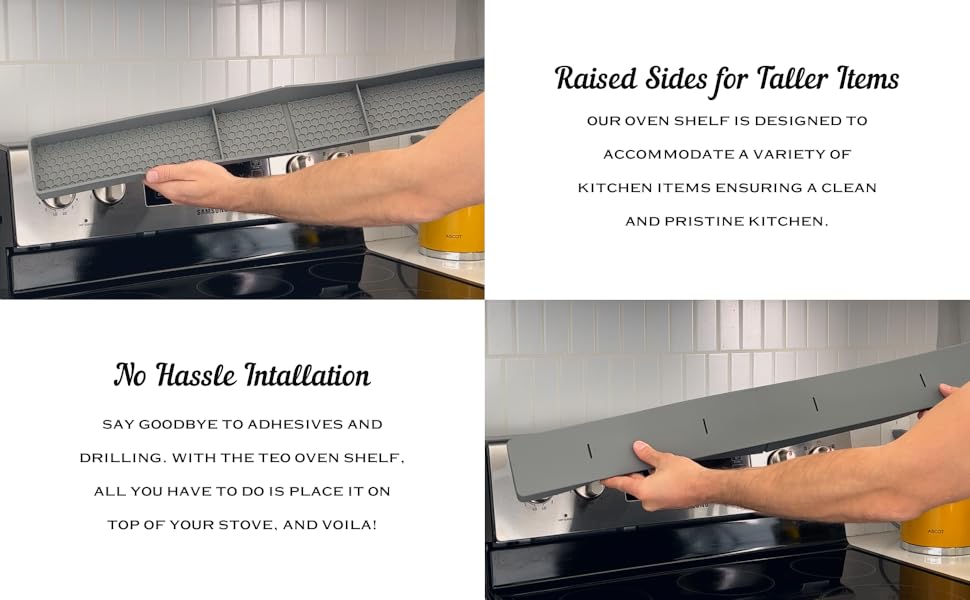 TEO Silicone Stovetop Shelf Black 30x3.5x1.25