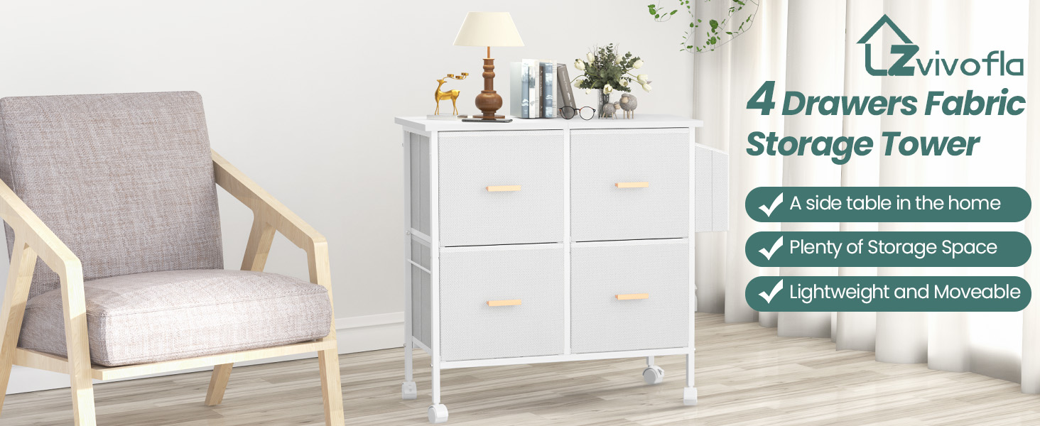 Zvivofla 4 Drawers Fabric Storage Tower