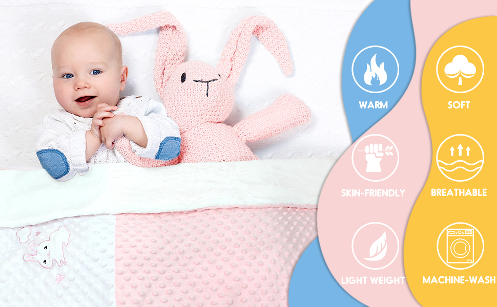 XIAOMUWU Minky Blankets for Baby Boys, Soft Receiving