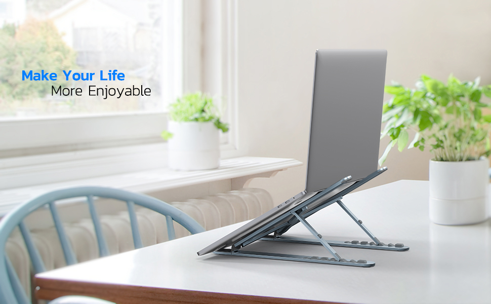 URBAN KINGS Height Adjustable Laptop Stand for Desk, Portable Laptop Holder, Foldable Notebook Stand 50 .