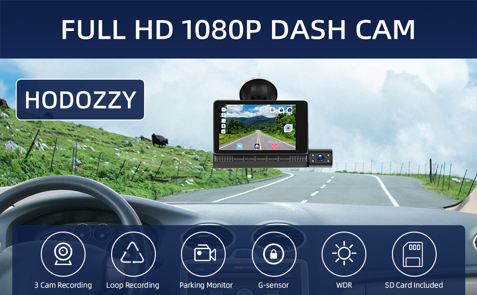 PZ-V12, Dual Lens Dashcam Auto Vorne und Hinten Autokamera mit 4 Zoll  Touchscreen Full HD 1080P, 170 ° Weitwinkel, Nachtsicht, G-Sensor, WDR,  Loop-Aufnahm, Parküberwachung und Bewegungserkennung