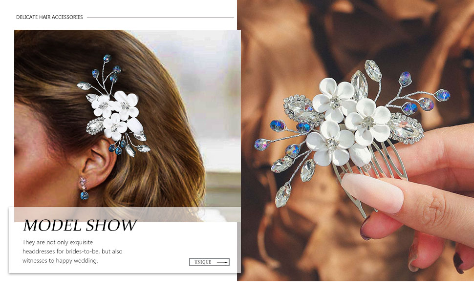 Blue Rhinestone Hair Pieces for Wedding