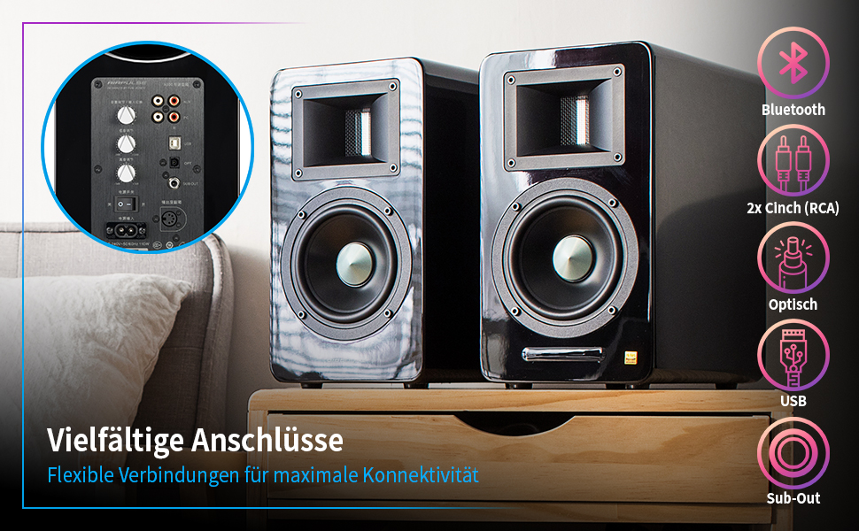 Airpulse A100 2.0 aktywne głośniki biblioteczne Bluetooth i