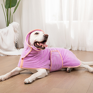 Zorela Dog Drying Coat, Super Soft Coral Fleece Dog Drying Towel Robe, Fast Drying Microfiber Towel Robes Dressing Gown Bathrobe for Dogs After Bath, Swim, Beach, Wet Walk 23 3