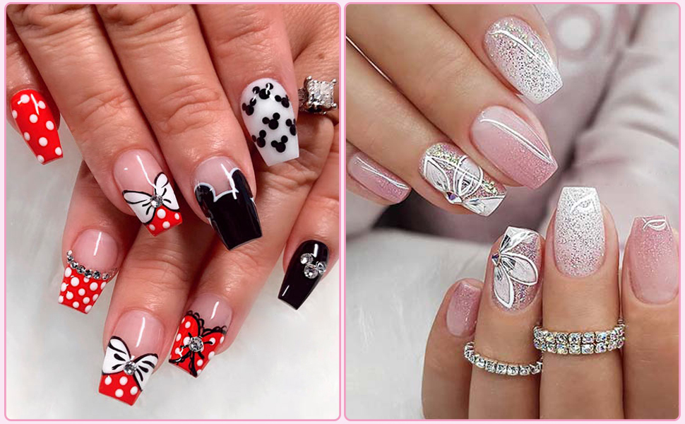 black nude green blue purple pink red white fake acrylic press on nails short glue