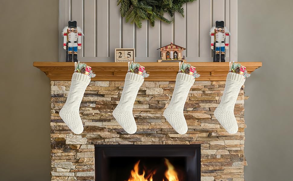 Pack 2, 18" Unique Ivory White Knit Christmas Stockings Amazon.ca Home
