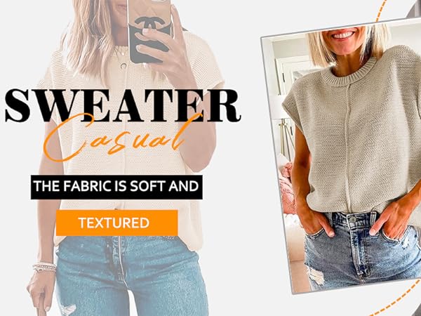 タグ付き未使用　Short Sleeve Knit Pullover Langwyqu Womens Short Sleeve Cropped Knit Tops Half Zip Cap