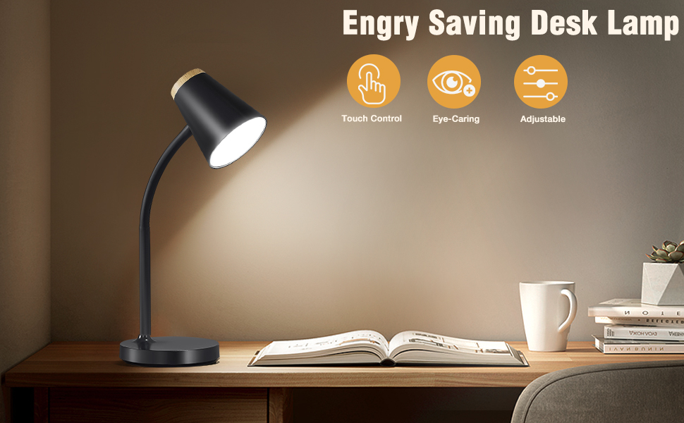 a desk lamp that is on a desk.