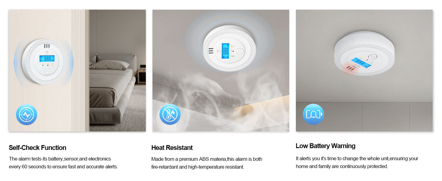 a photo of a white ceiling with a smoke detector on it.