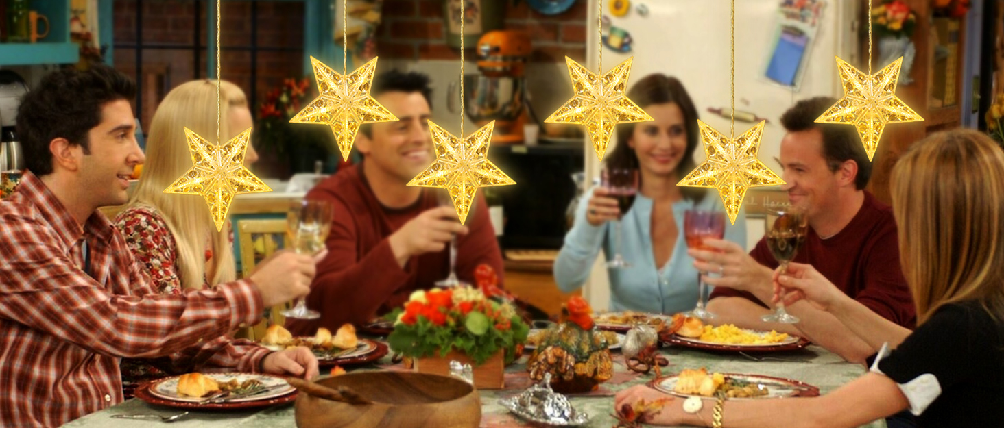 Quntis Christmas Window Lights Battery Operated, 3 Stars 30LED