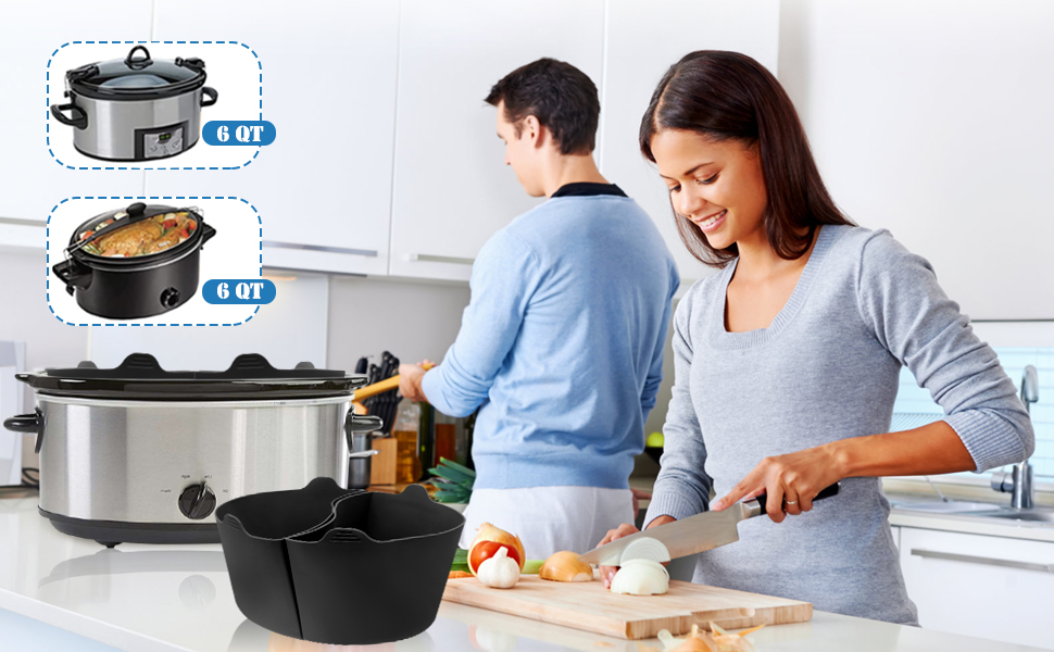 Silicone Slow Cooker Liner Divider Insert, 6QT BPA Free