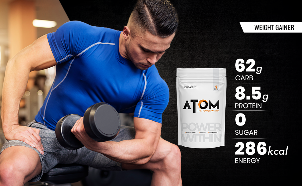 Review As-It-Is Atom Pwr Weight Gainer 1Kg | 61.1G Carbs &Amp; 8.8G 8 Weight Gainer