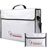 ROLOWAY Fireproof Document & Money Bags, Large Fireproof & Water Resistant Bag (15 x 12 x 5 inche...