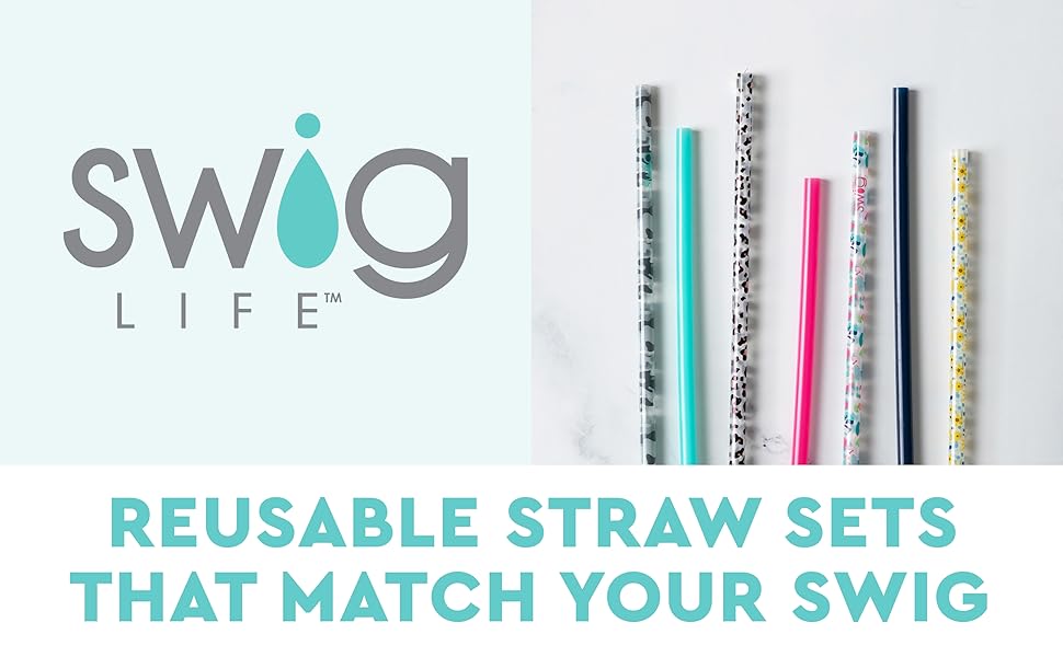 Swig Life Reusable Straws Confetti + Pink Tall Straw Set