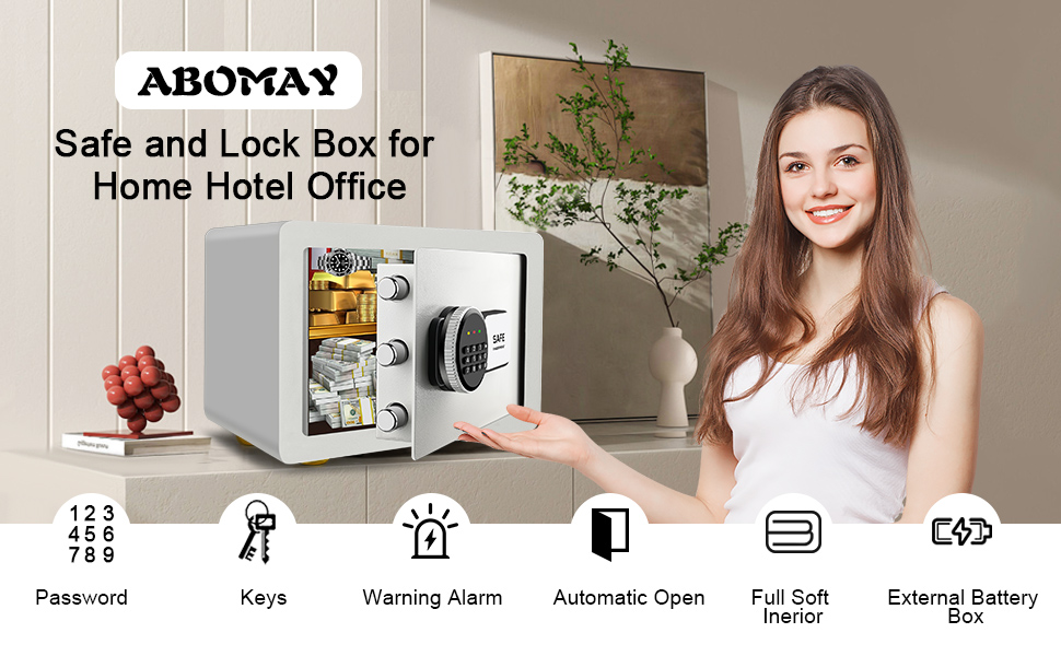 white safe box fireproof safe money safe women gift present 