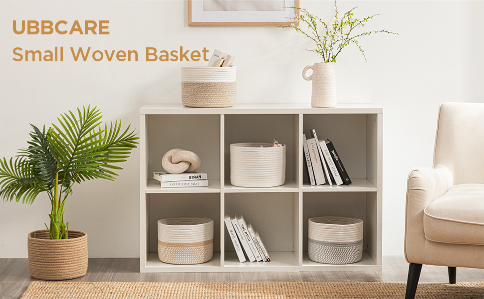 UBBCARE Small Basket for Organizing, Round Woven Basket