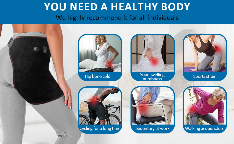 Hip Heating Pad for Back Pain Relief, Fast Heating Sciatica