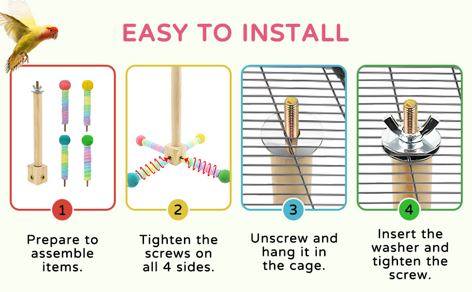 FAILUN Parrot Perch Toy, Bird Rotating