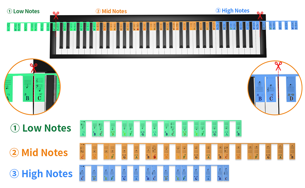 Sovvid Removable Piano Keyboard Note Labels Without