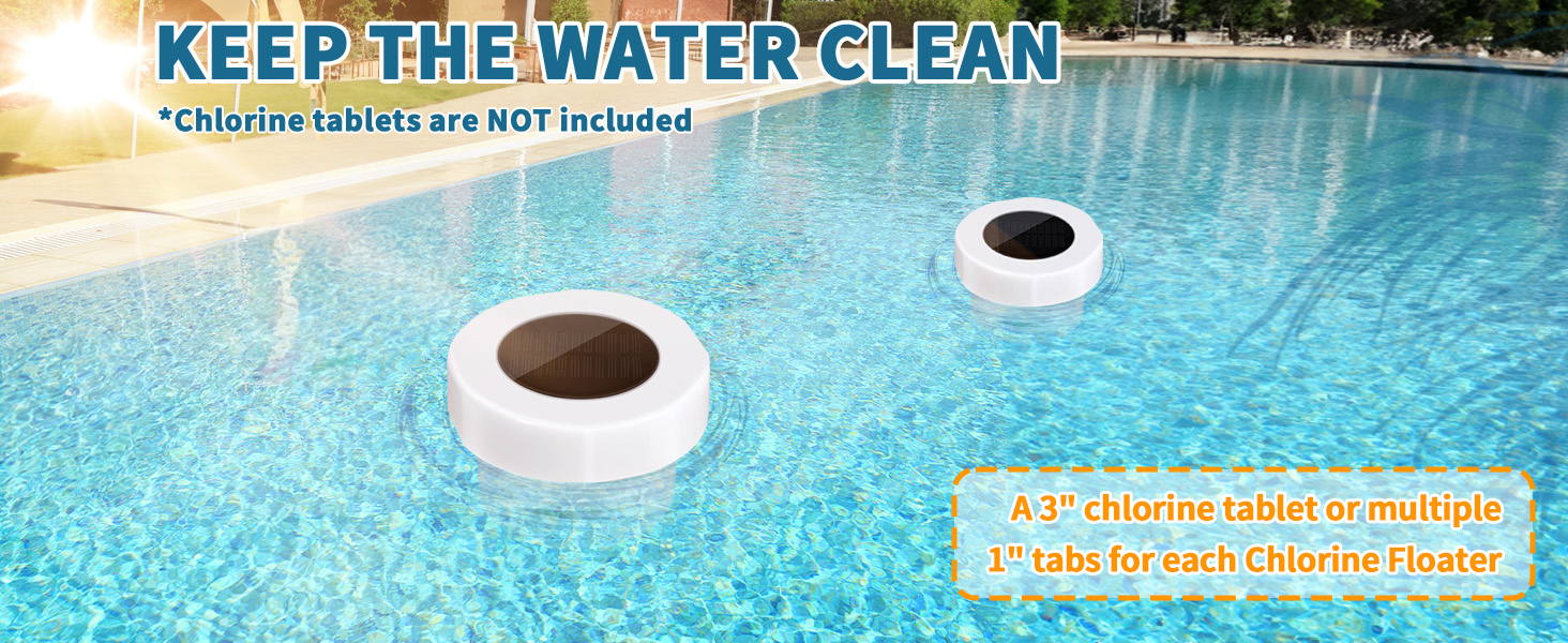 Pool Chlorine Floater, 2 Pack Chlorine Floater with Solar