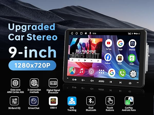 Amazon.com: ATOTOEXCEL A6PF 9 inch Android Double DIN Car