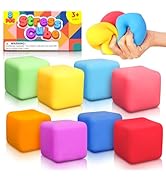 Slow Rising Stress Cube 8 Pack: Stretchy Fidget Toys for Anxiety Relief, Hand Therapy Strong, Pul...