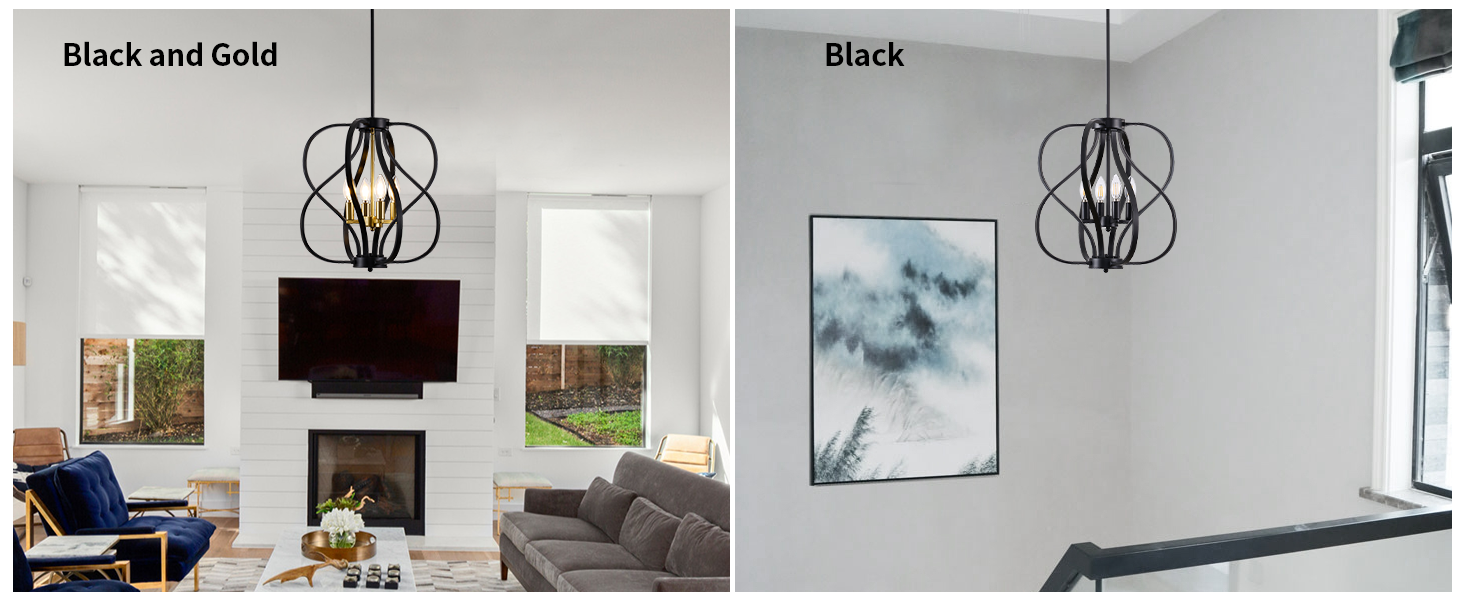 Black Chandelier 4 Light Industrial Dining Room Light Fixture 18