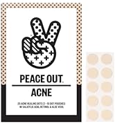 PEACE OUT Acne Healing Dots Helps Clear Blemishes Overnight, Fast Acting Hydrocolloid Pimple Patc...