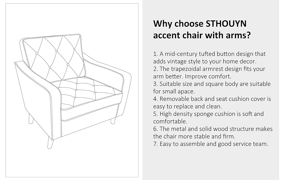 STHOUYN Living Room Chairs Accent Chair, Waiting Room Arm Chairs, Reading Chairs for