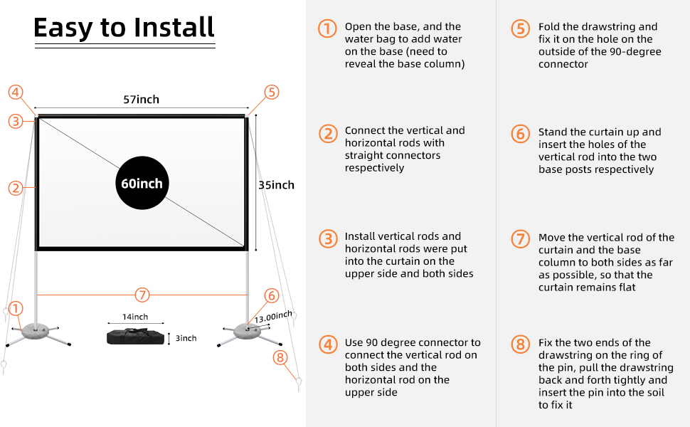 Aodiou Projector Screen Installation instructions