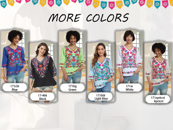YZXDORWJ Women's Summer Embroidered Mexican Shirts Short