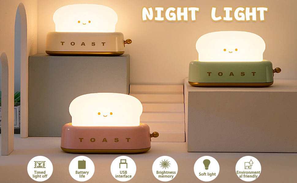 Olayemli Toaster Night Light for Kids Cute Toast Lamp Nightlight