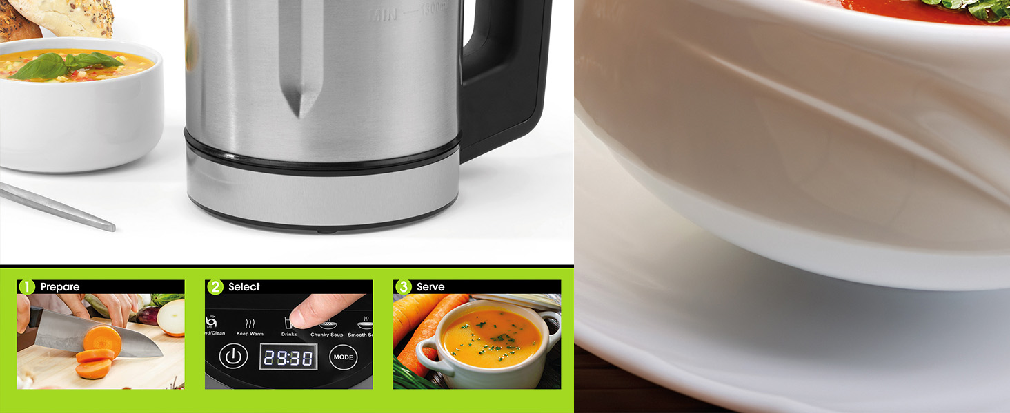 Salter EK5118V2 Digital Soup Maker 1.6L Electric Soup Blender, Family