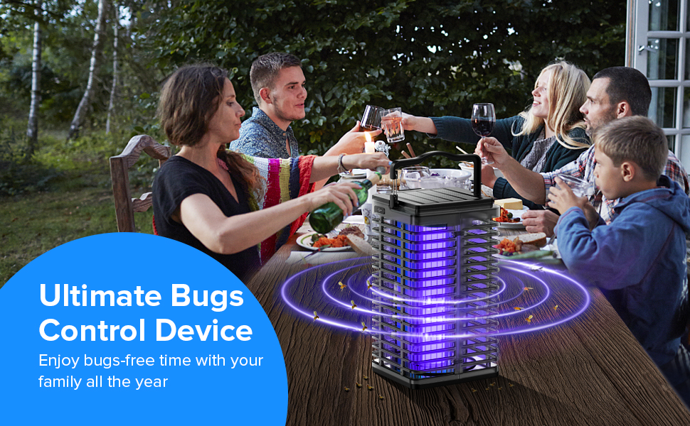 Bug Zapper Outdoor Indoor, Solar Mosquito Zapper with