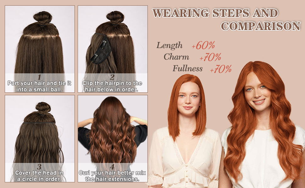 NAYOO Clip in Hair Extensions for Women 20 Inch Long Wavy