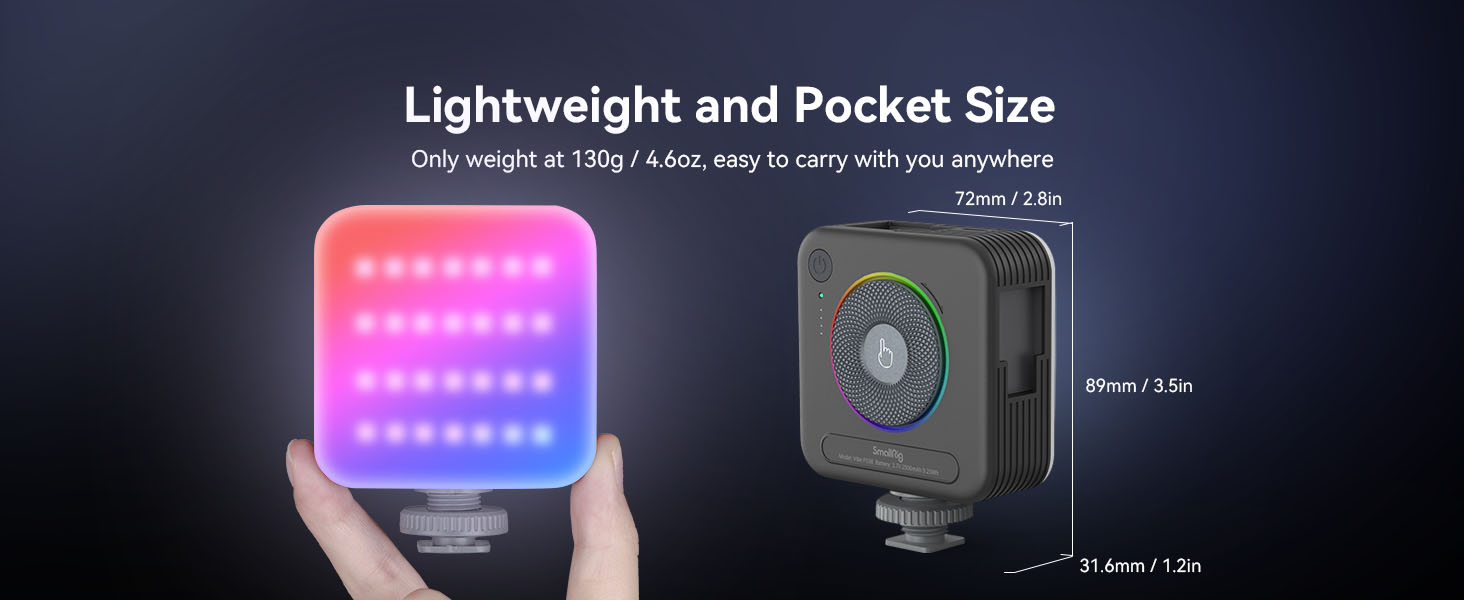 SmallRig P108 RGB Video Light,Portable LED Camera Lights 360° Full Color