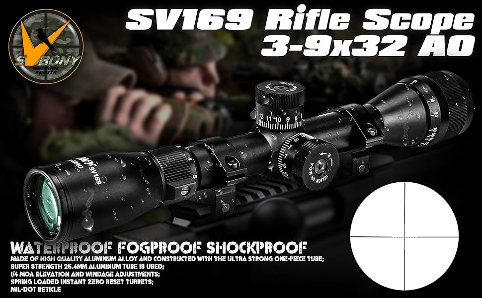 SVBONY SV169 Rifle Scope 39x32 AO, Hunting Rifle Scope