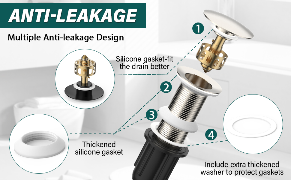 OUMDAVOY Bathroom Sink Drain Without Overflow, Vessel Sink Popup Drain