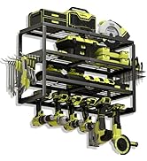 MOOMSINE 4 Layer Power Tool Organizer Wall Mount, Battery Tools Holder with Charging Station Shel...