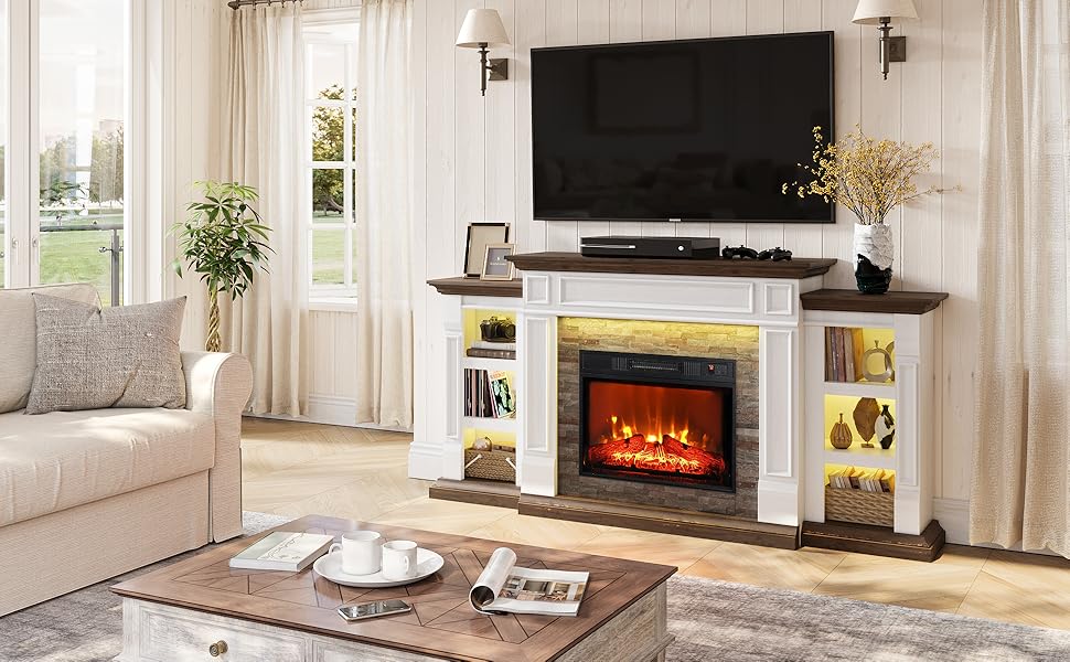 Electric Fireplace with Mantel