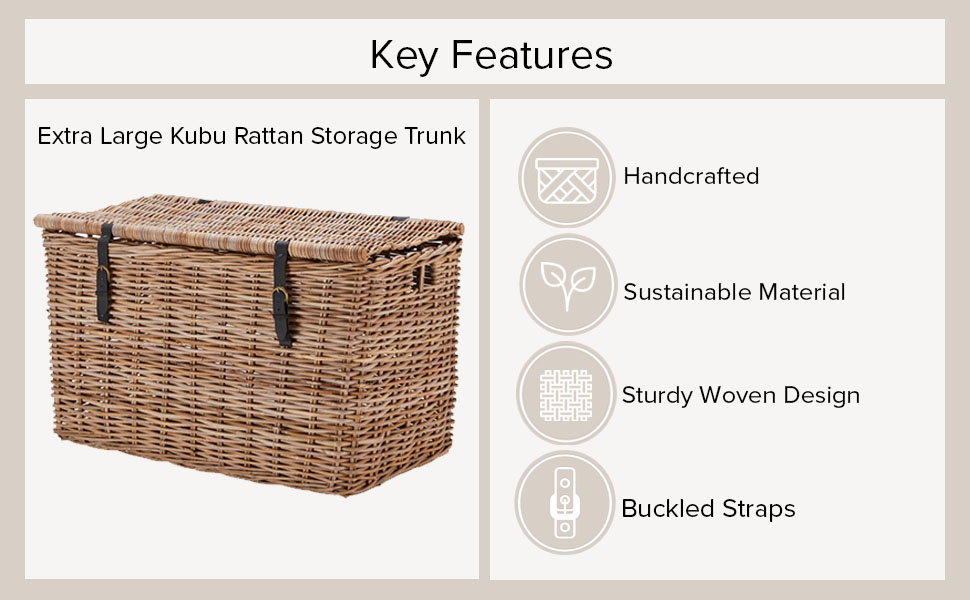 Wovenhill Kubu Rattan Extra Large Storage Trunk Handmade Woven