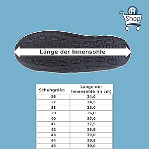 Rutscherlebnis Aqua-Schuh Länge der Innensohle