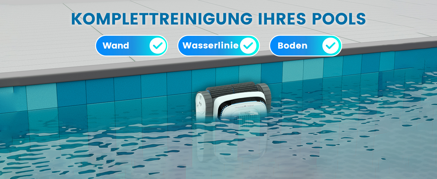 Komplettreinigung ihres Pools Wand Wasserlinie Boden