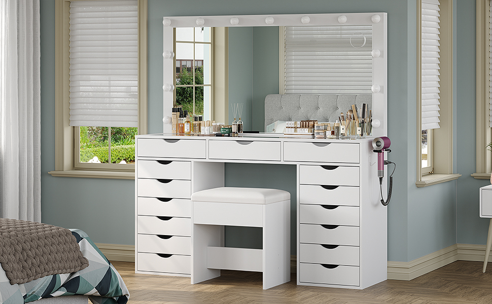 15 drawers vanity desk